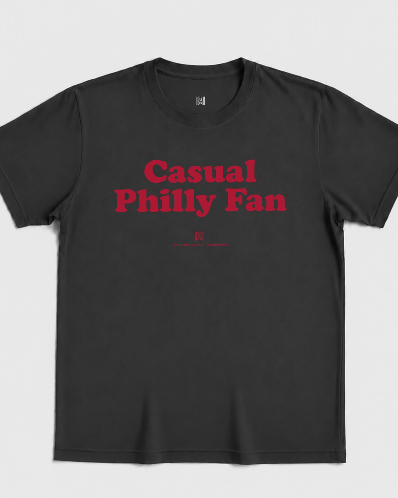 Philly Casual Fan Tee - Washed Black / Red - Flatlay