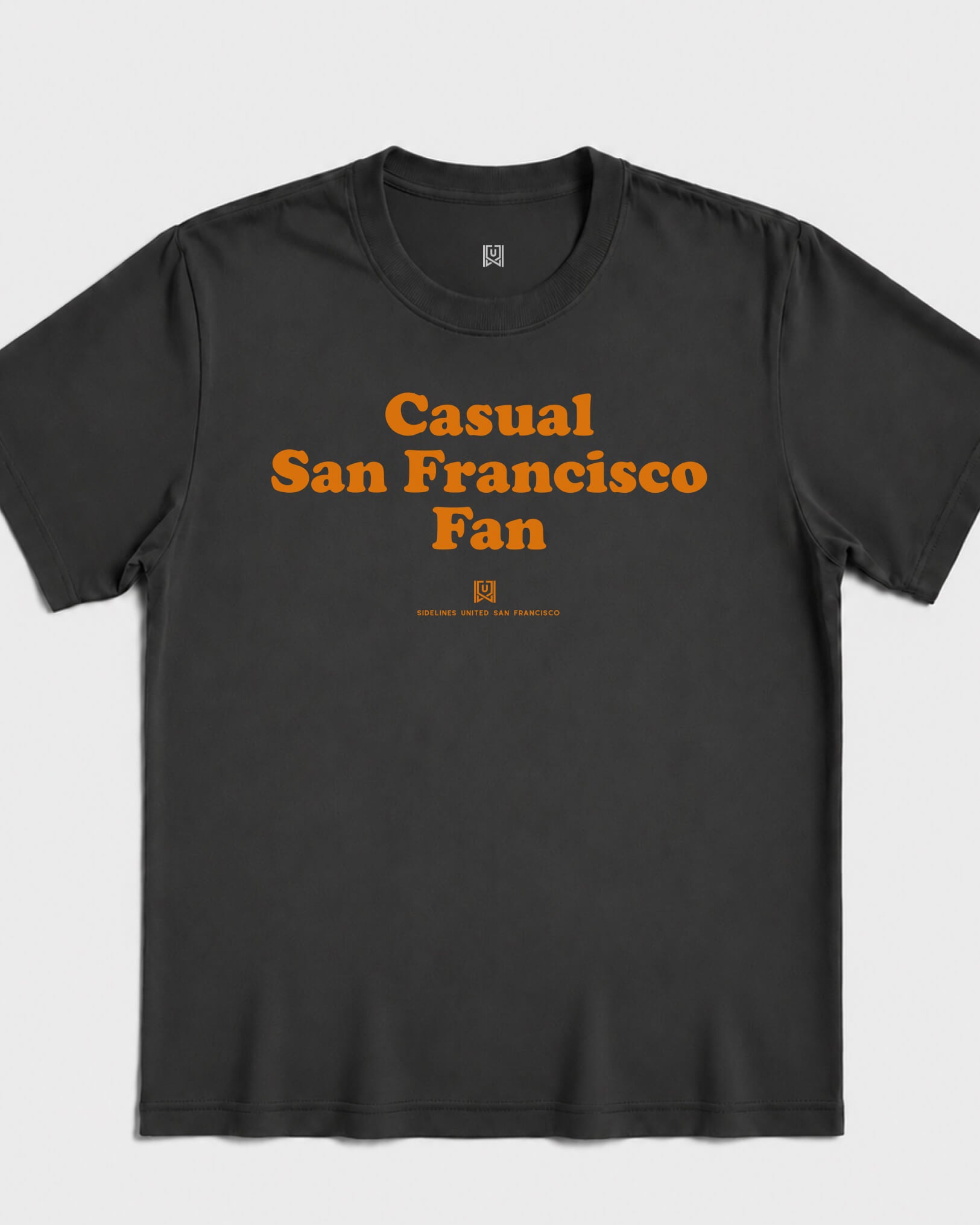 SF Casual Fan Tee - Washed Black / Orange - Flatlay