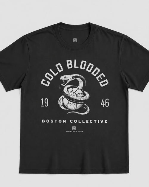 BOS Cold Blooded Tee - Washed Black / White - Flatlay