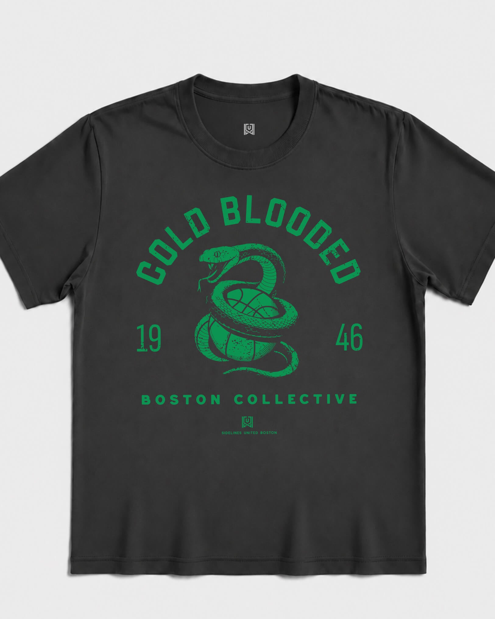 BOS Cold Blooded Tee - Washed Black / Green - Flatlay