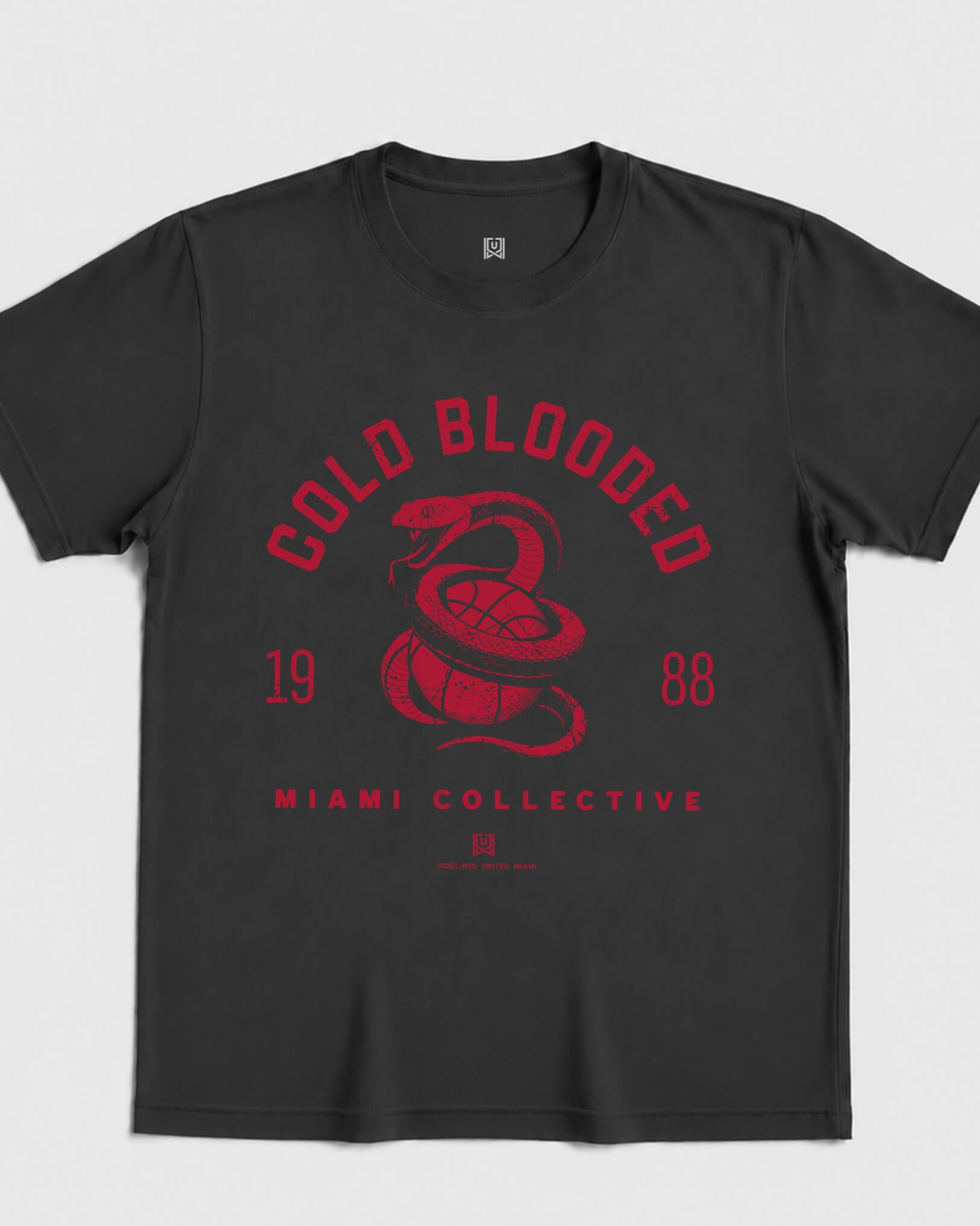 MIA Cold Blooded Tee - Washed Black / Red - Flatlay