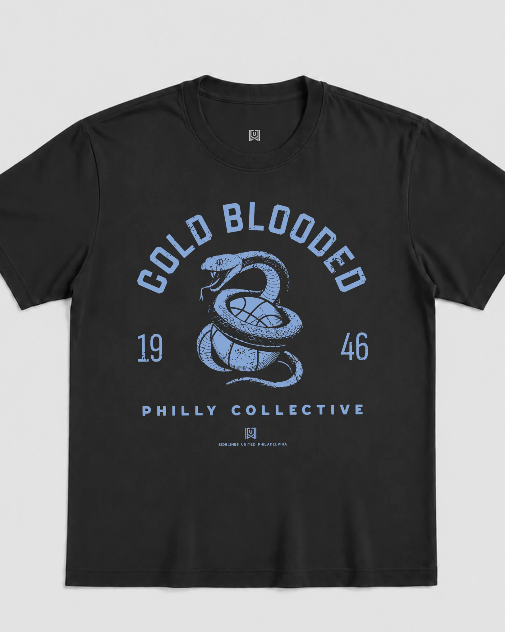 Philly Cold Blooded Tee - Washed Black / Blue - Flatlay