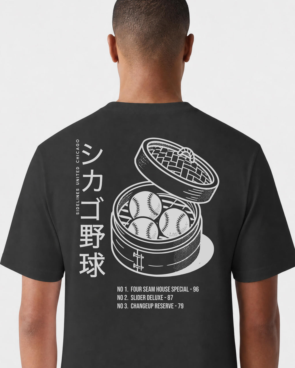 CHI Dim Sum Tee - Washed Black / White - Flatlay