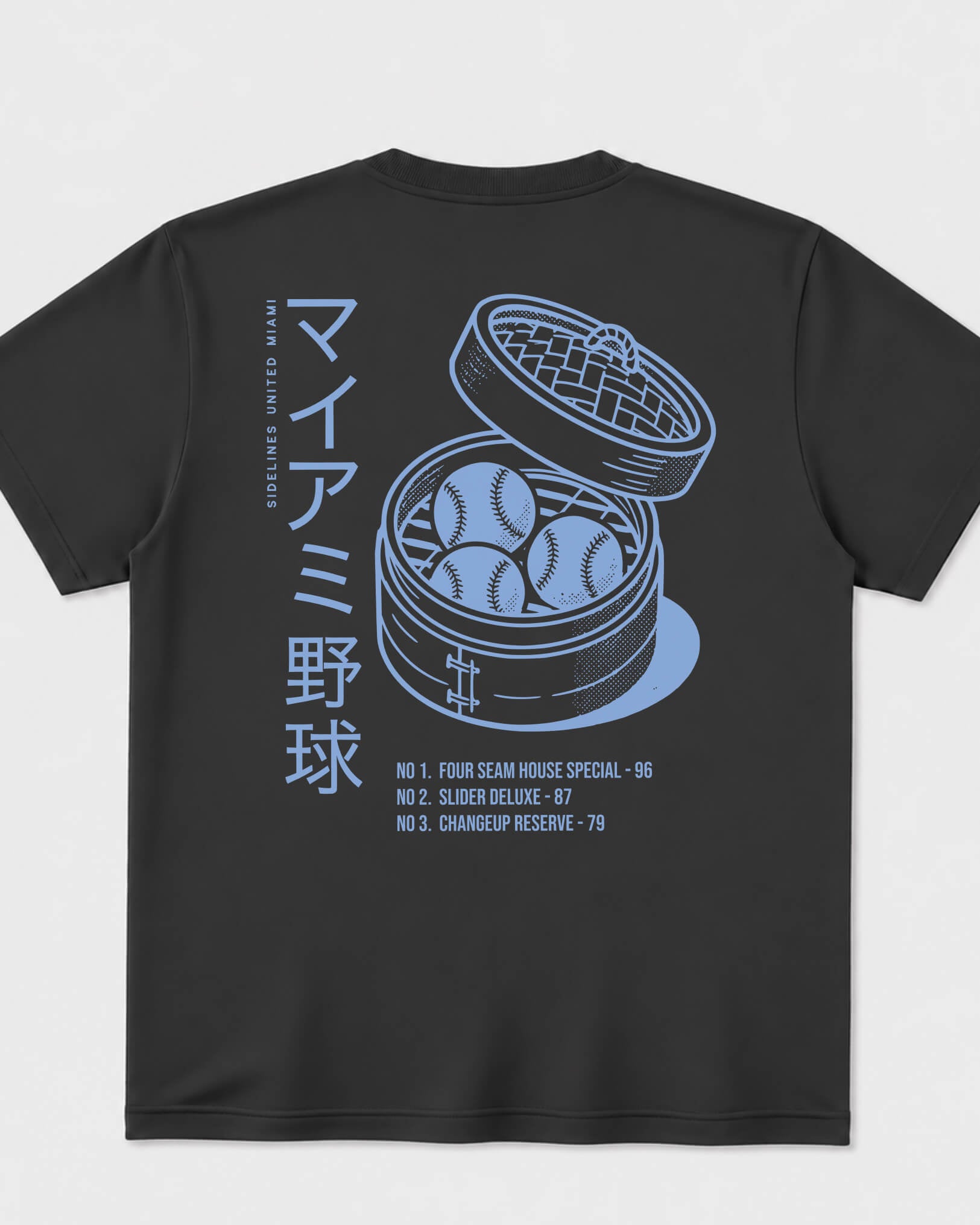MIA Dim Sum Tee - Washed Black / Blue - Flatlay