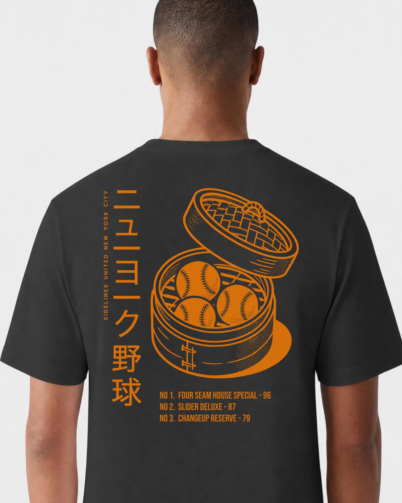 NY Dim Sum Tee - Washed Black / Orange - Flatlay
