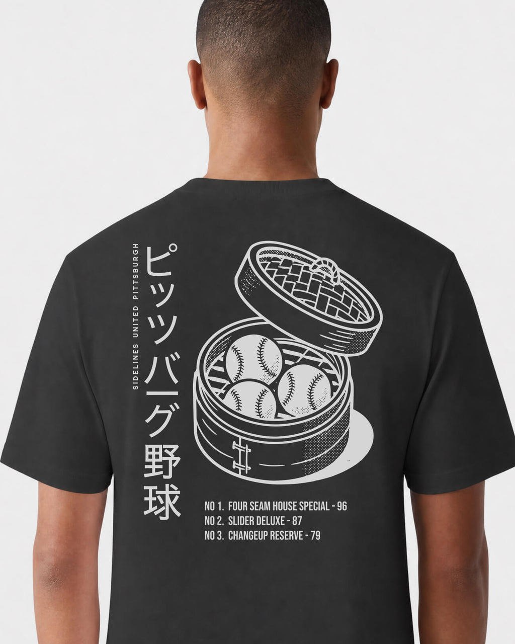 PGH Dim Sum Tee - Washed Black / White - Flatlay