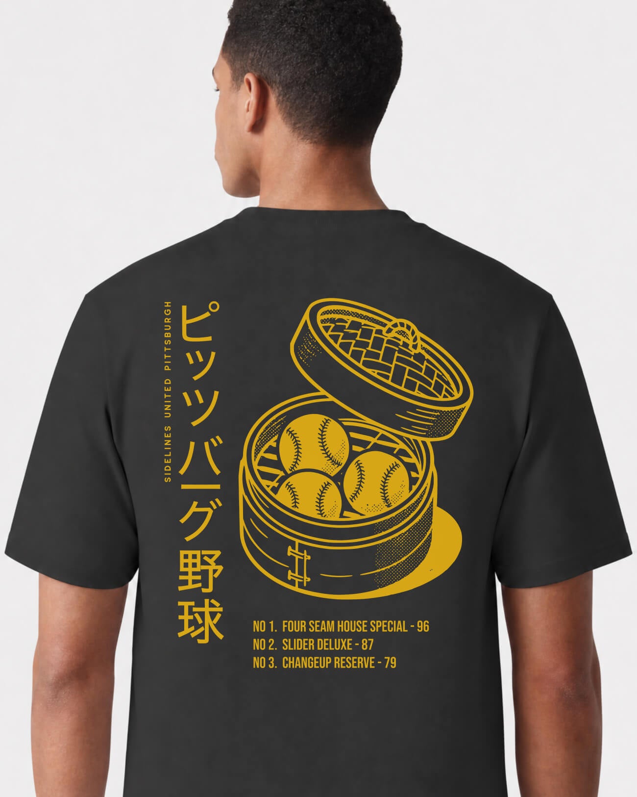 PGH Dim Sum Tee - Washed Black / Gold - Flatlay