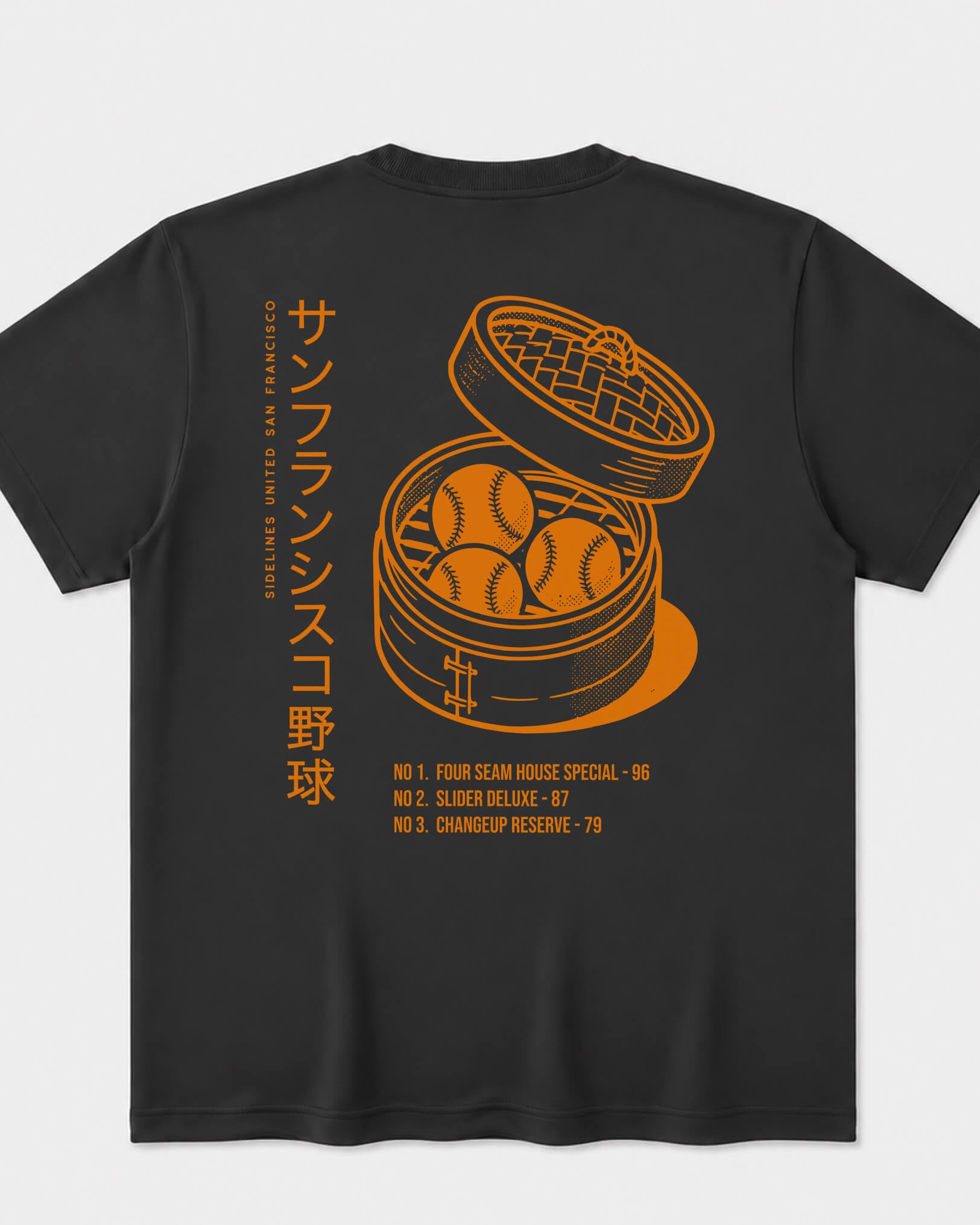 SF Dim Sum Tee - Washed Black / Orange - Flatlay