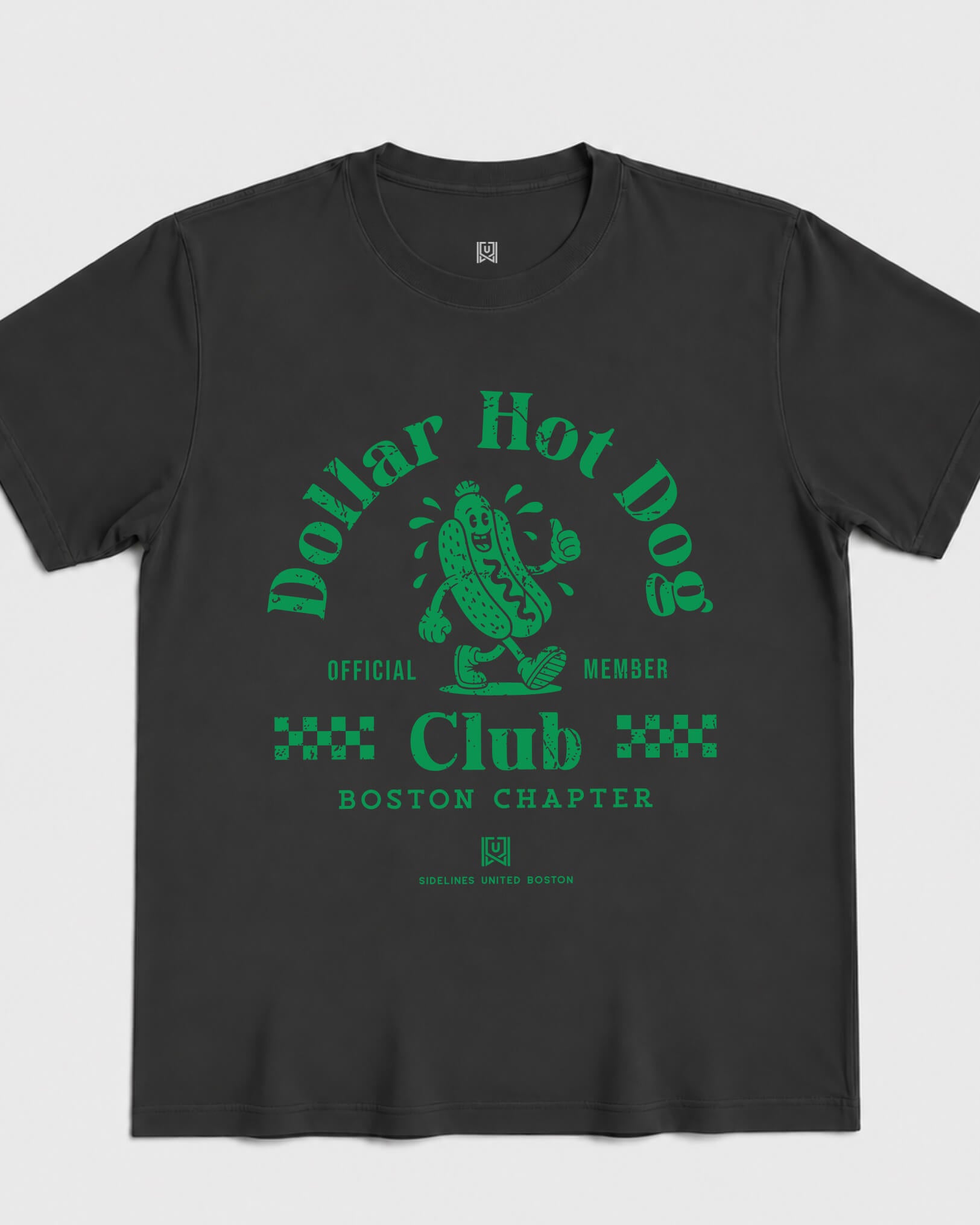 BOS Dollar Hot Dog Club Tee - Washed Black / Green - Flatlay
