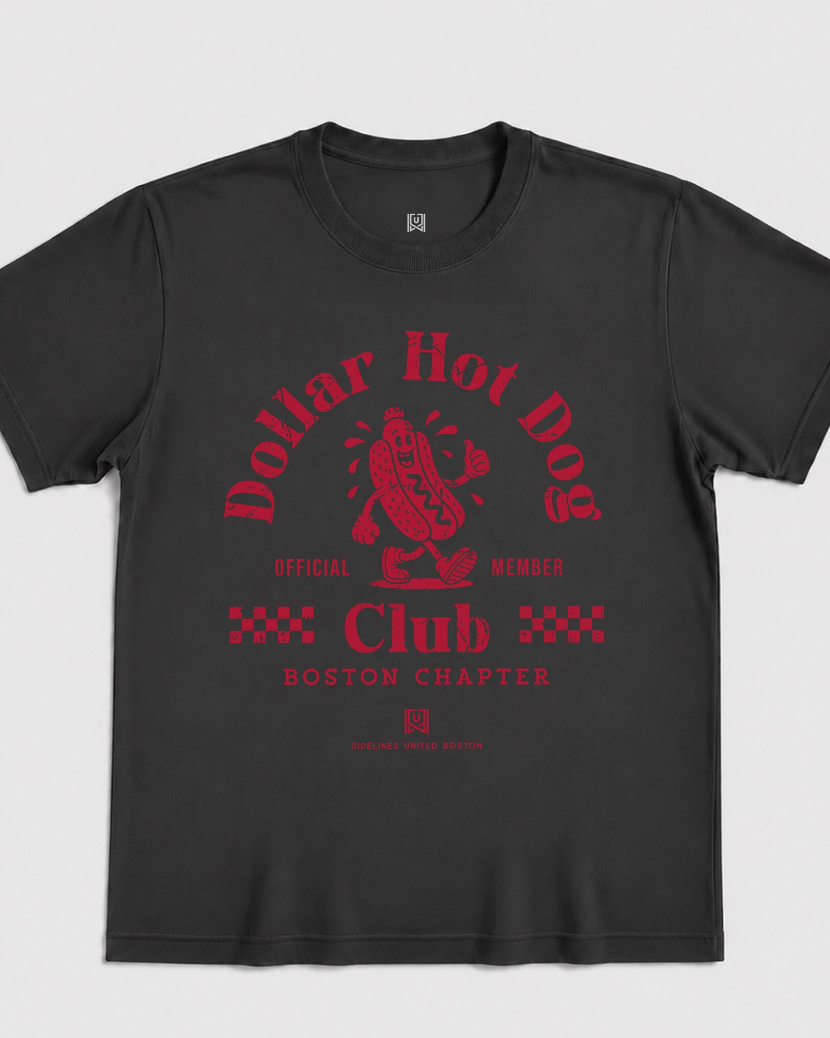BOS Dollar Hot Dog Club Tee - Washed Black / Red - Flatlay