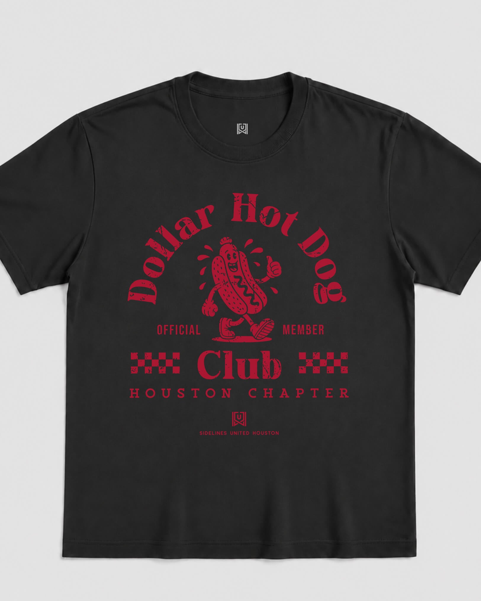 HOU Dollar Hot Dog Club Tee - Washed Black / Red - Flatlay