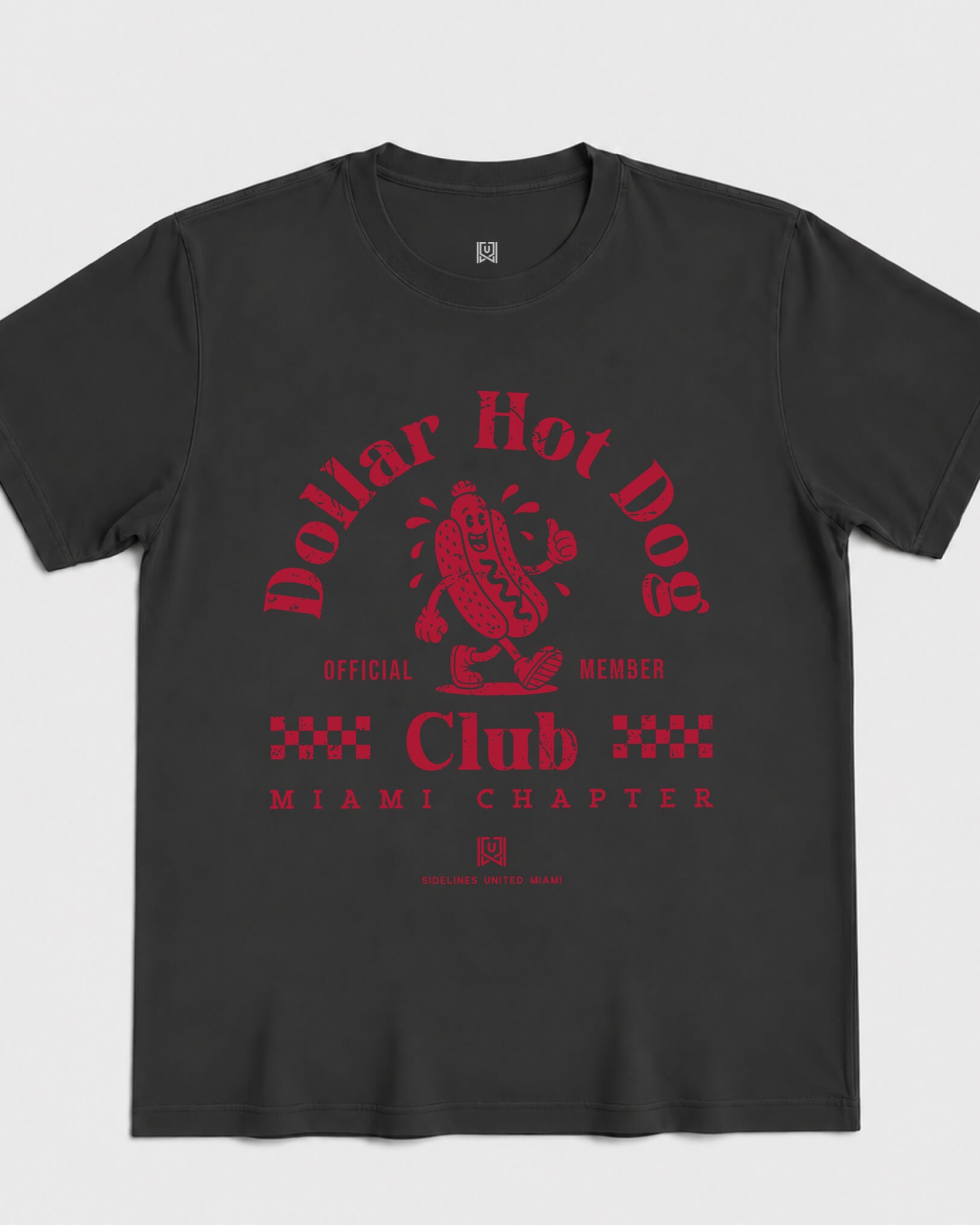 MIA Dollar Hot Dog Club Tee - Washed Black / Red - Flatlay