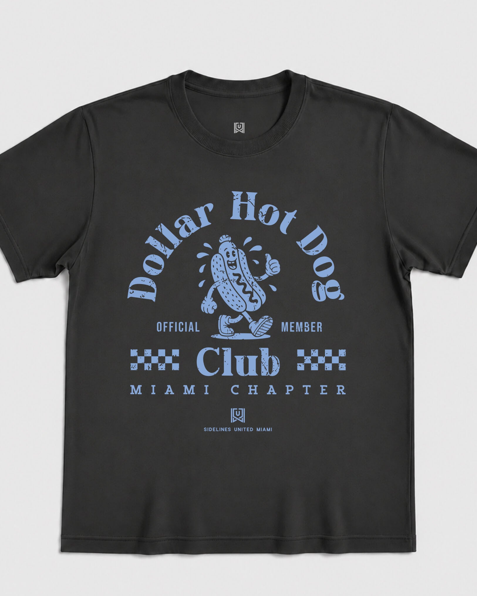 MIA Dollar Hot Dog Club Tee - Washed Black / Blue - Flatlay