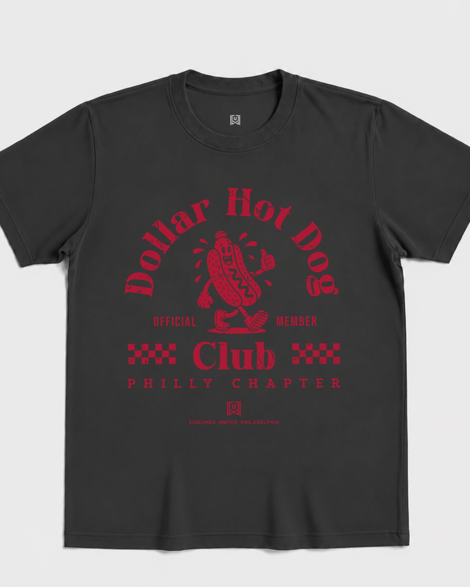 Philly Dollar Hot Dog Club Tee - Washed Black / Red - Flatlay