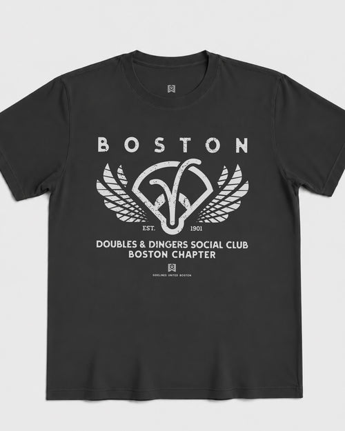 BOS Doubles & Dingers Tee - Washed Black / White - Flatlay