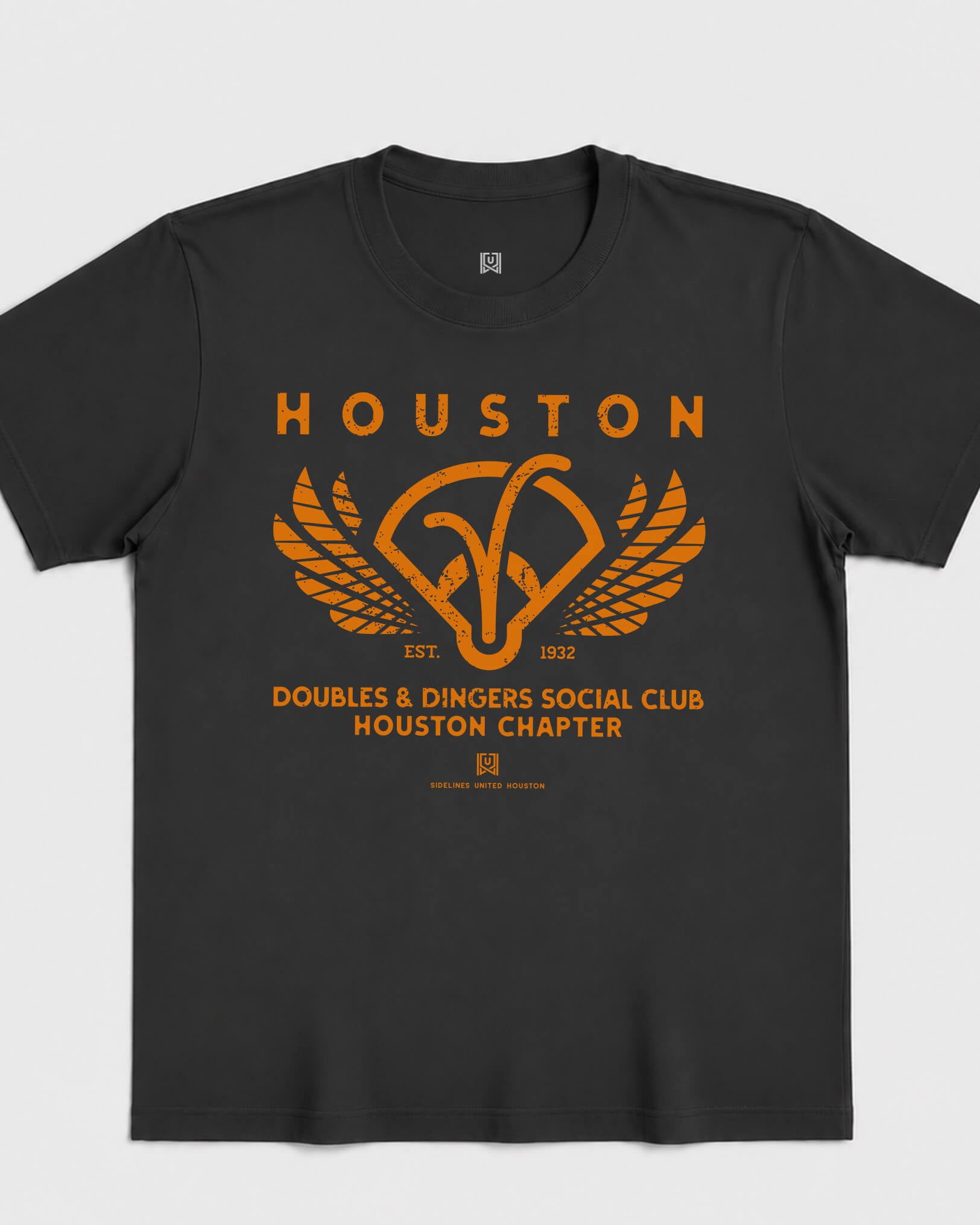 HOU Doubles & Dingers Tee - Washed Black / Orange - Flatlay