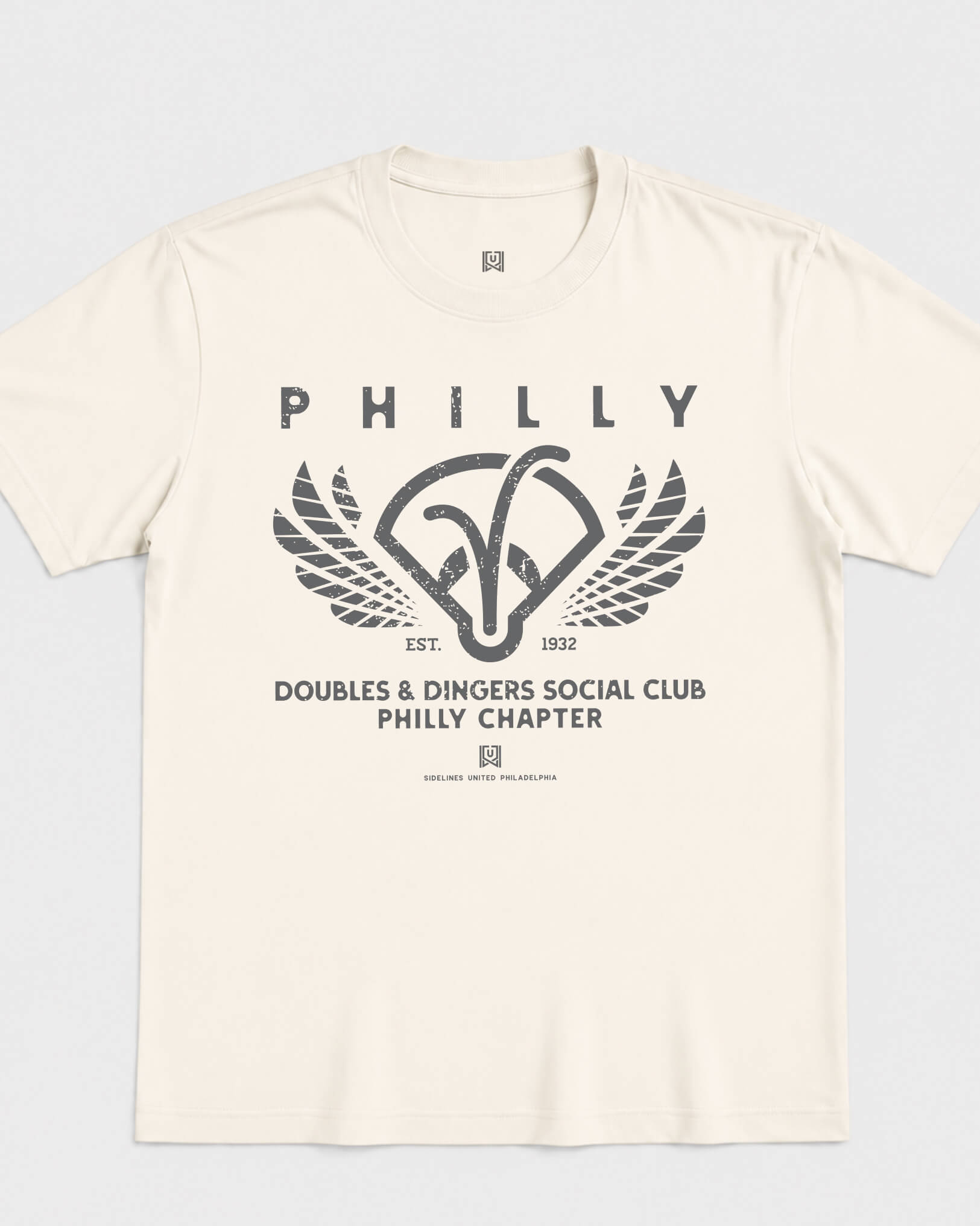 Philly Doubles & Dingers Tee - Vintage White - Flatlay