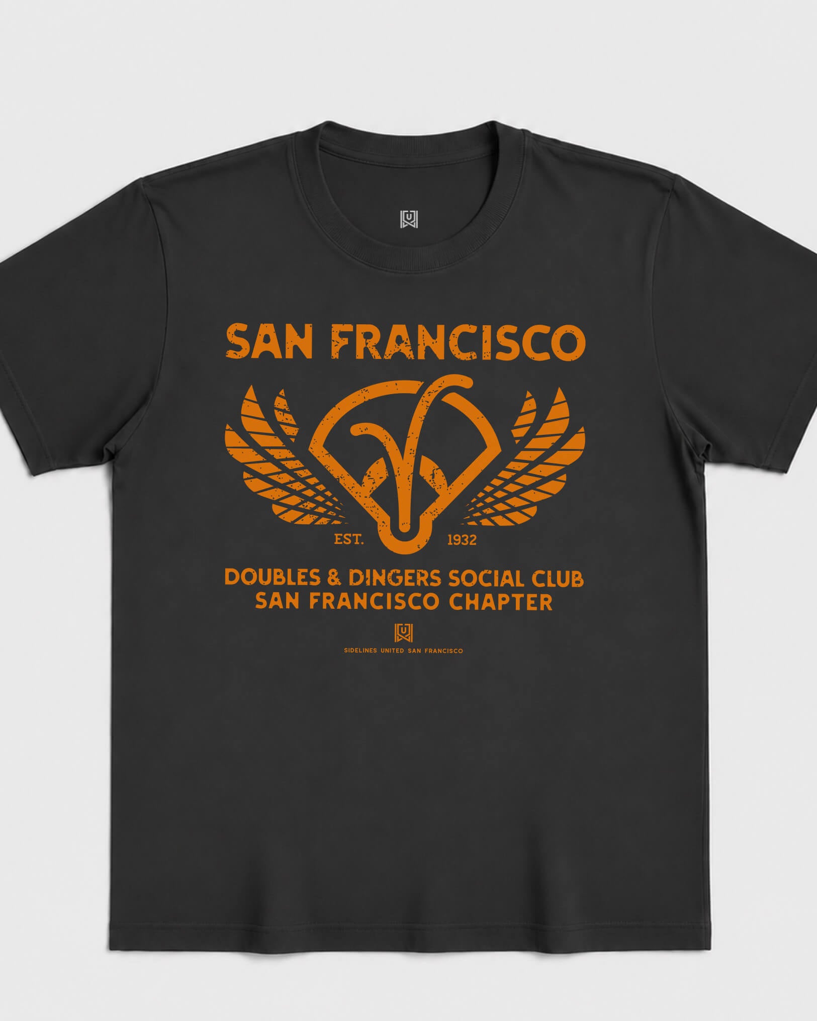 SF Doubles & Dingers Tee - Washed Black / Orange - Flatlay