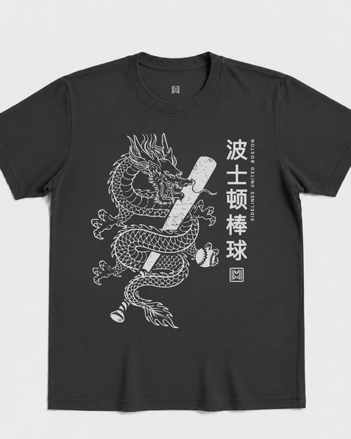 BOS Dragon Tee - Washed Black / White - Flatlay