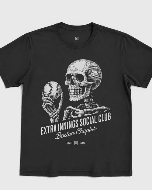 BOS Extra Innings Tee - Washed Black / White - Flatlay