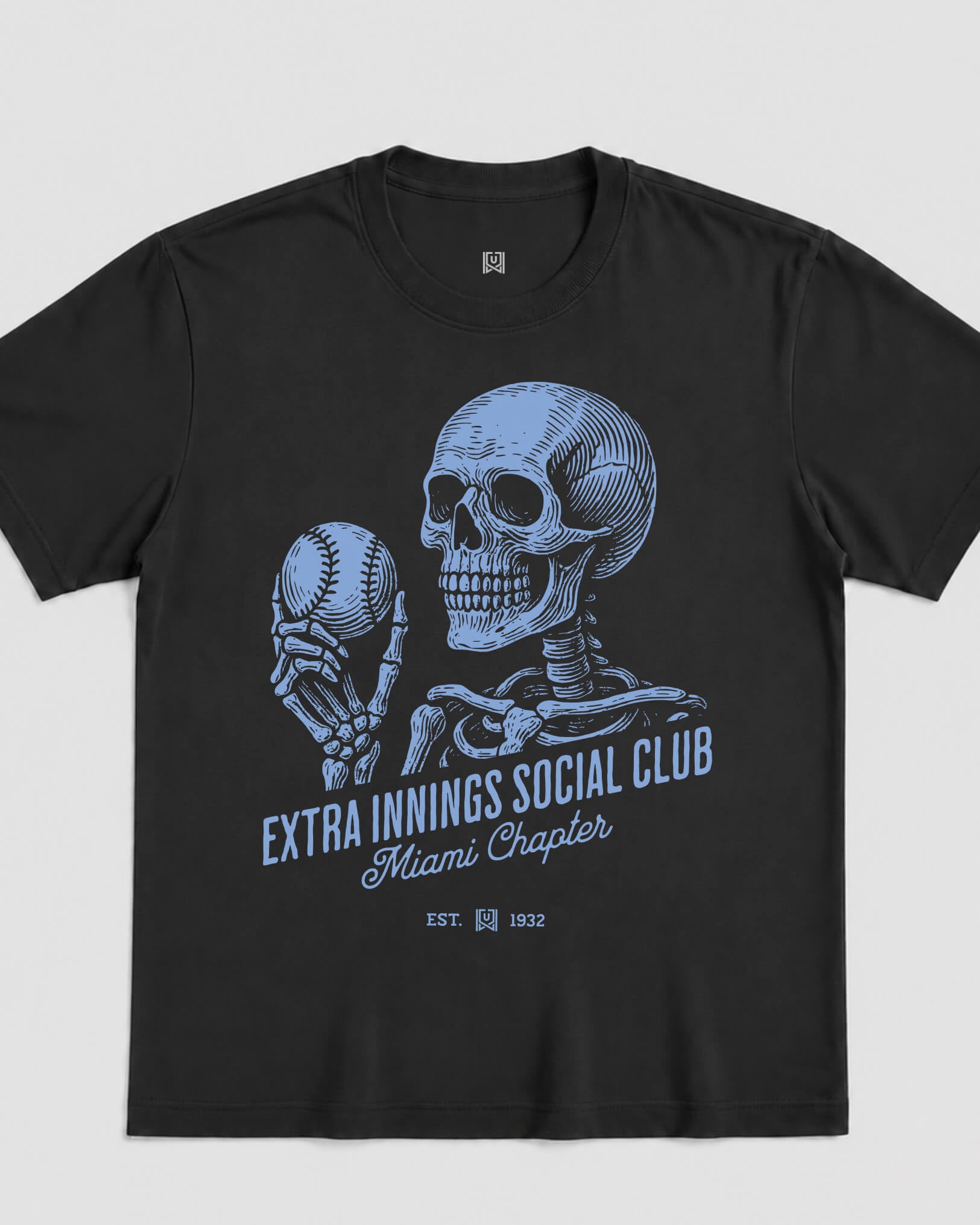 MIA Extra Innings Tee - Washed Black / Blue - Flatlay