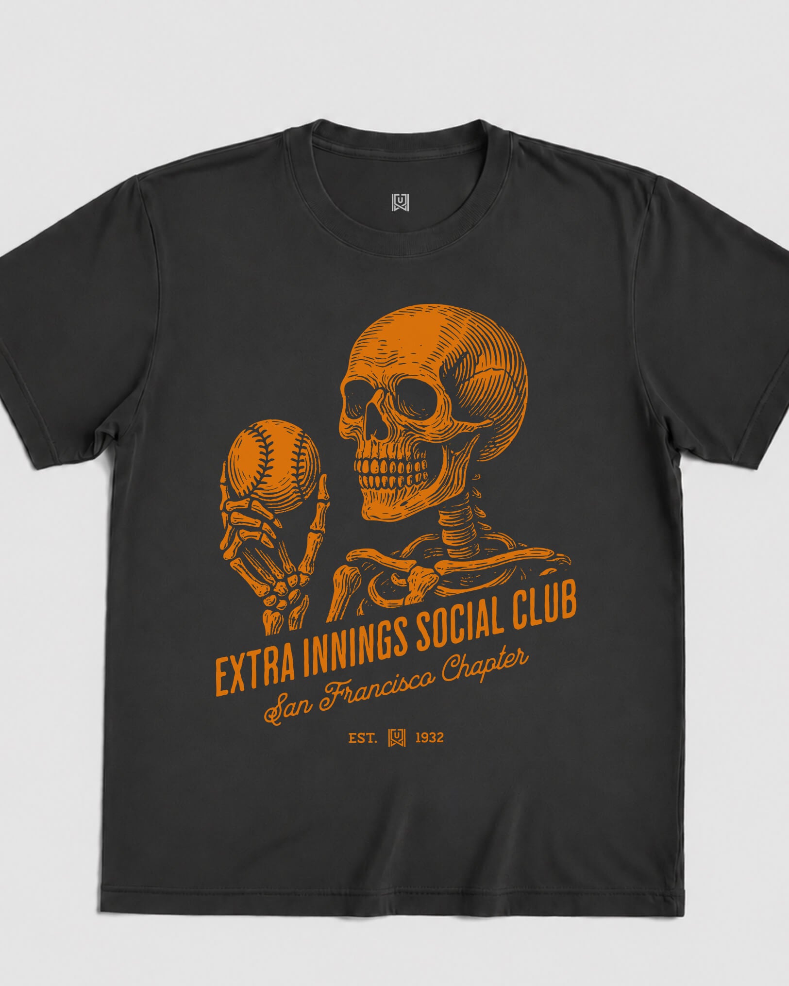 SF Extra Innings Tee - Washed Black / Orange - Flatlay