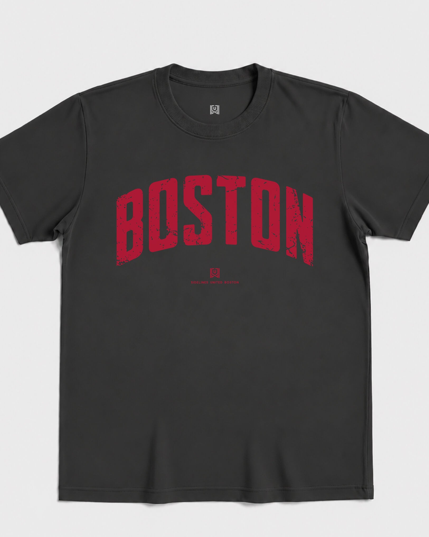 BOS Foundations Tee - Washed Black / Red - Flatlay