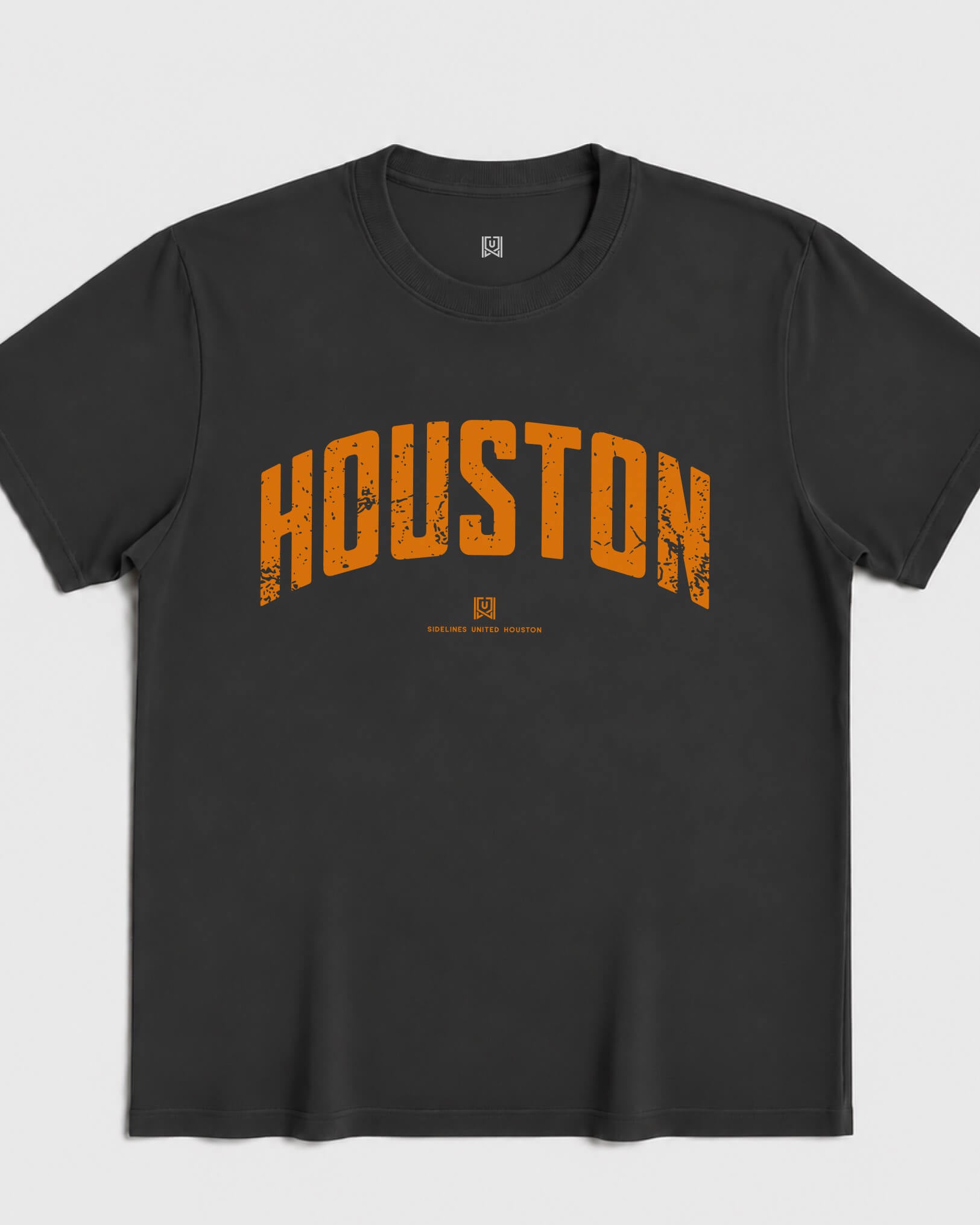 HOU Foundations Tee - Washed Black / Orange - Flatlay