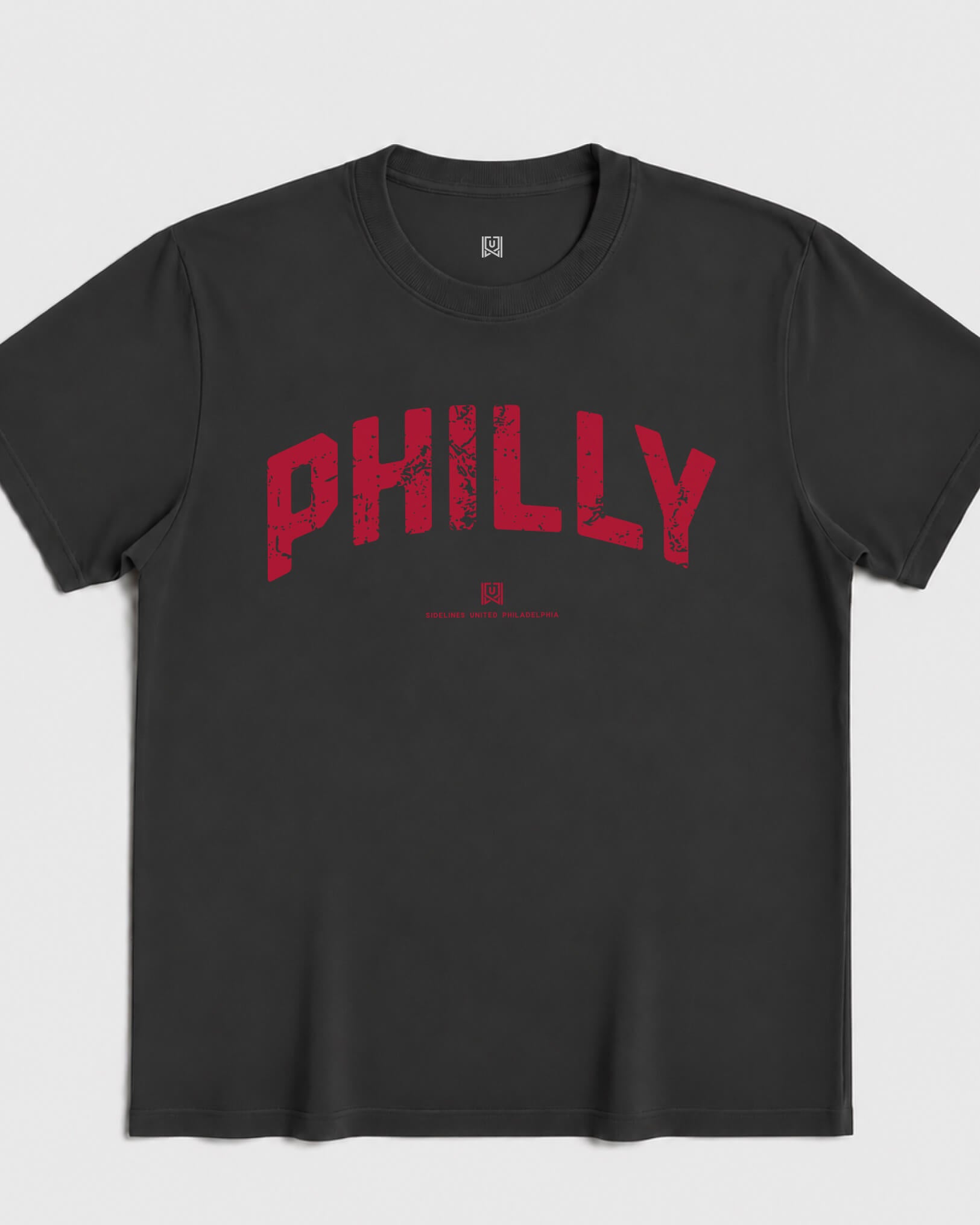 Philly Foundations Tee - Washed Black / Red - Flatlay