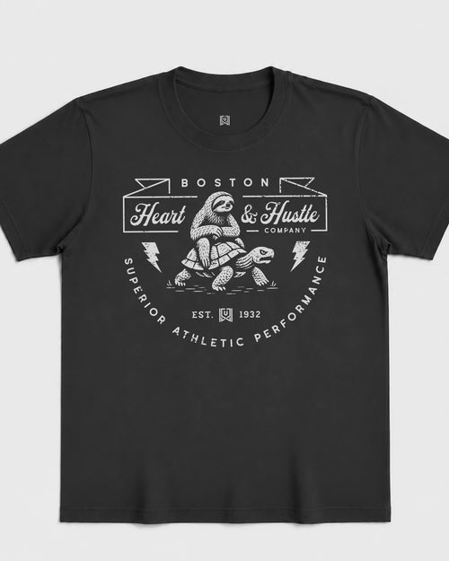 BOS Heart & Hustle Tee - Washed Black / White - Flatlay