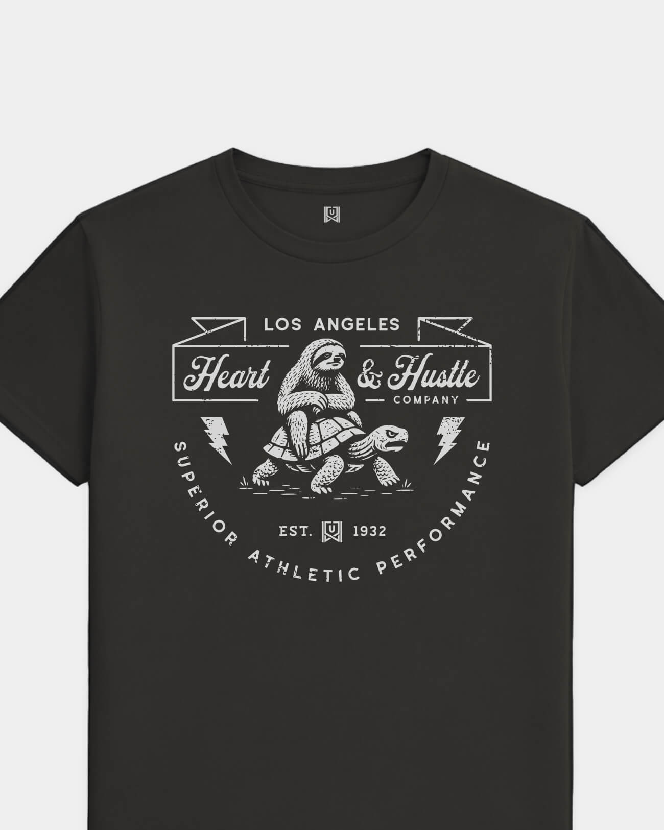 LA Heart & Hustle Tee - Washed Black / White - Flatlay