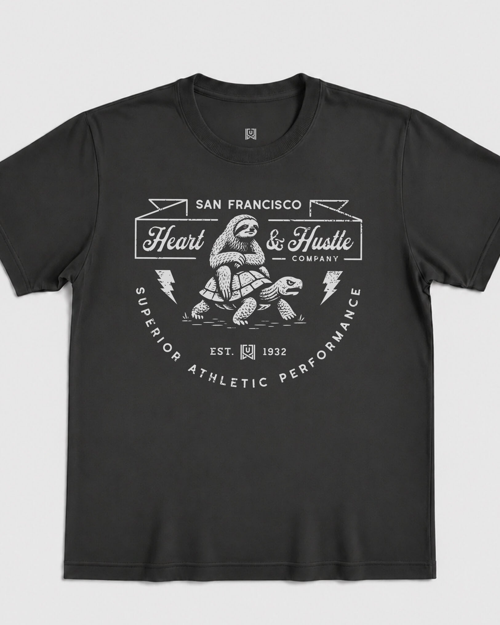 SF Heart & Hustle Tee - Washed Black / White - Flatlay