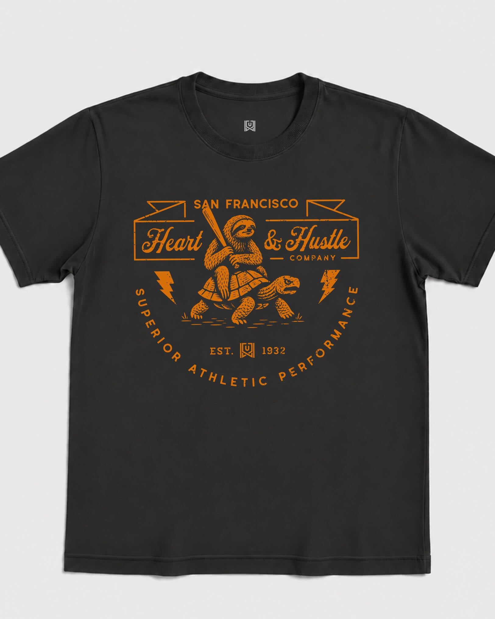 SF Heart & Hustle Tee - Washed Black / Orange - Flatlay