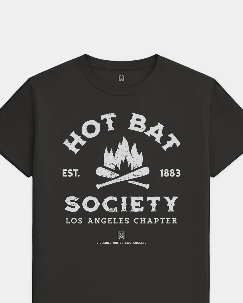 LA Hot Bat Society Tee - Washed Black / White - Flatlay