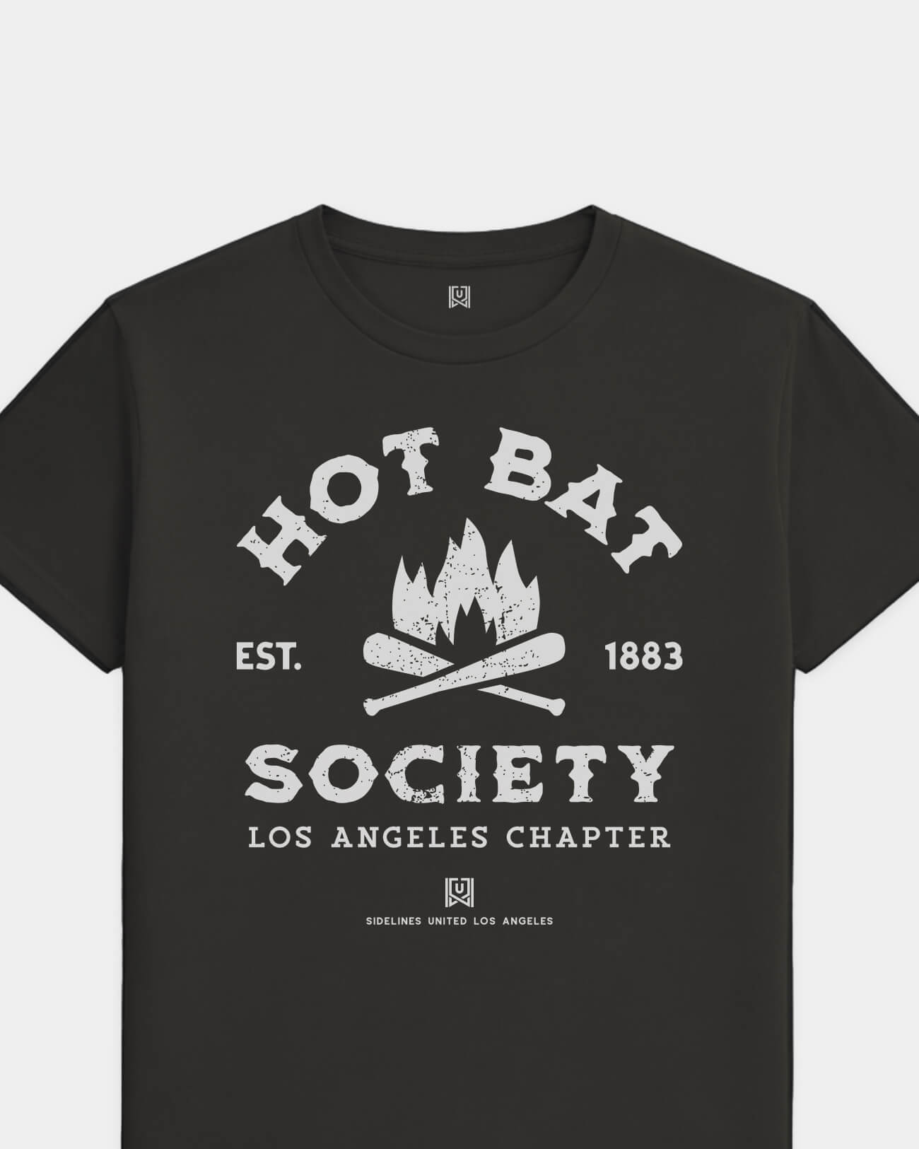 LA Hot Bat Society Tee - Washed Black / White - Flatlay