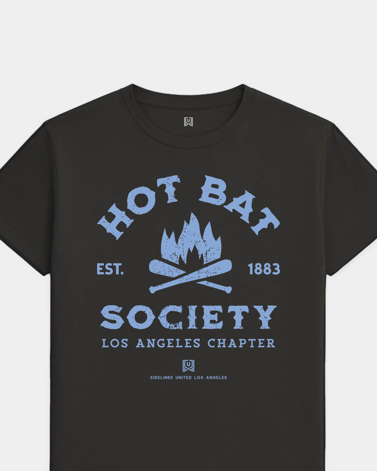 LA Hot Bat Society Tee - Washed Black / Blue - Flatlay