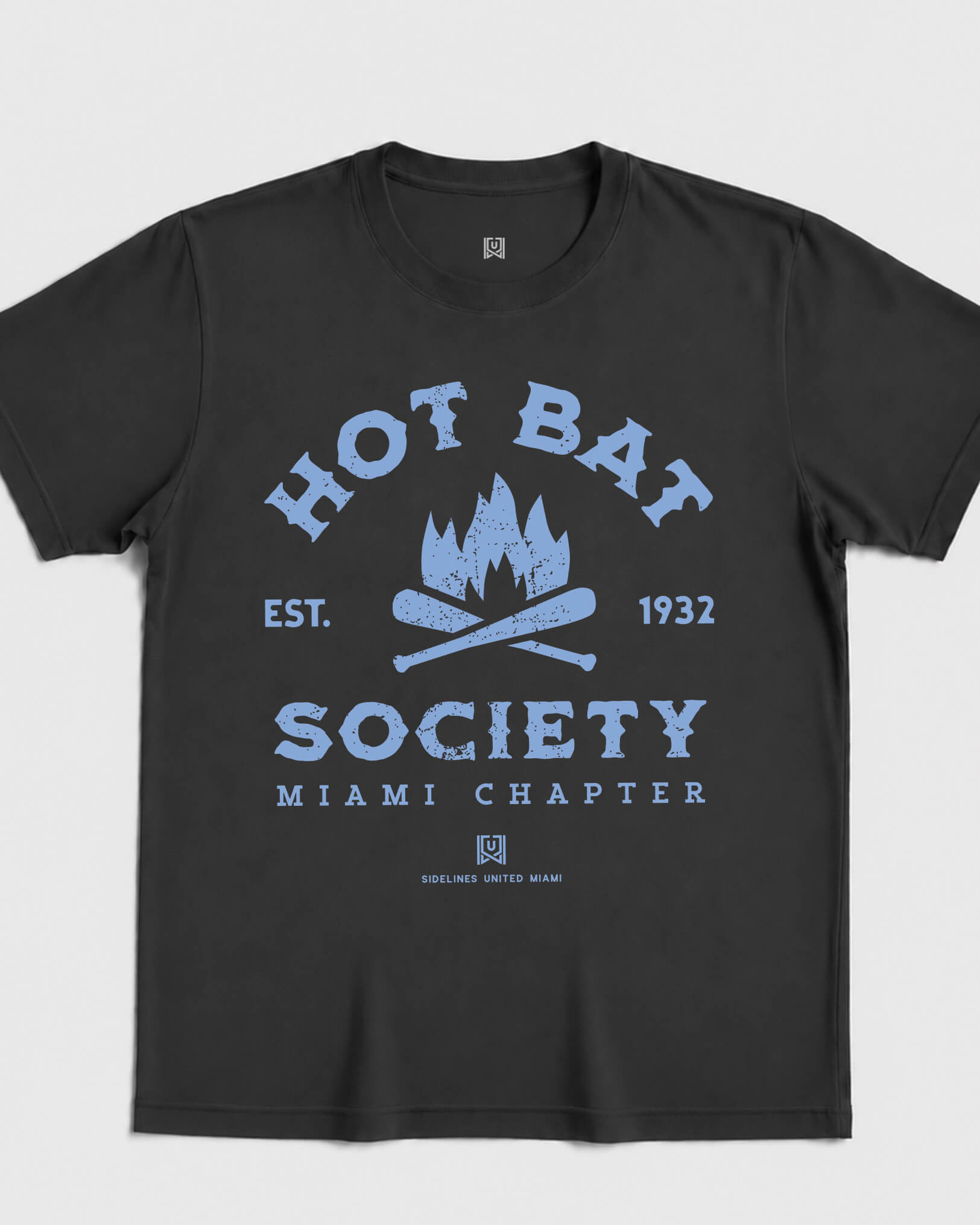 MIA Hot Bat Society Tee - Washed Black / Blue - Flatlay