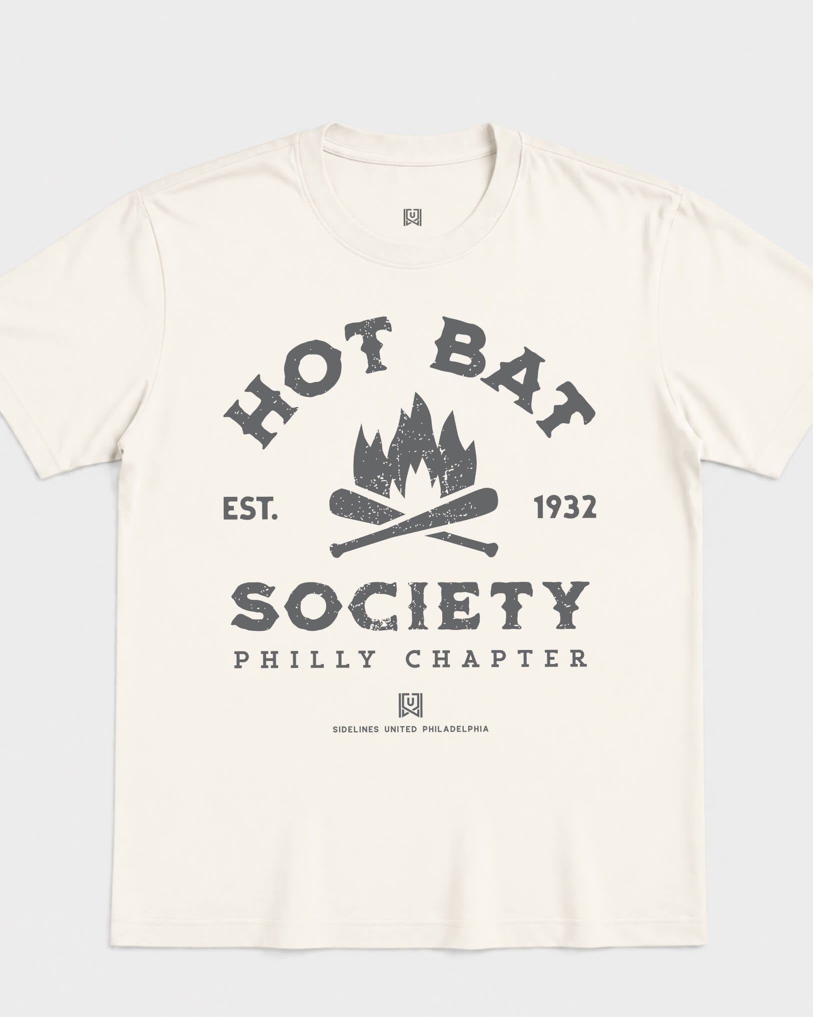 Philly Hot Bat Society Tee - Vintage White - Flatlay