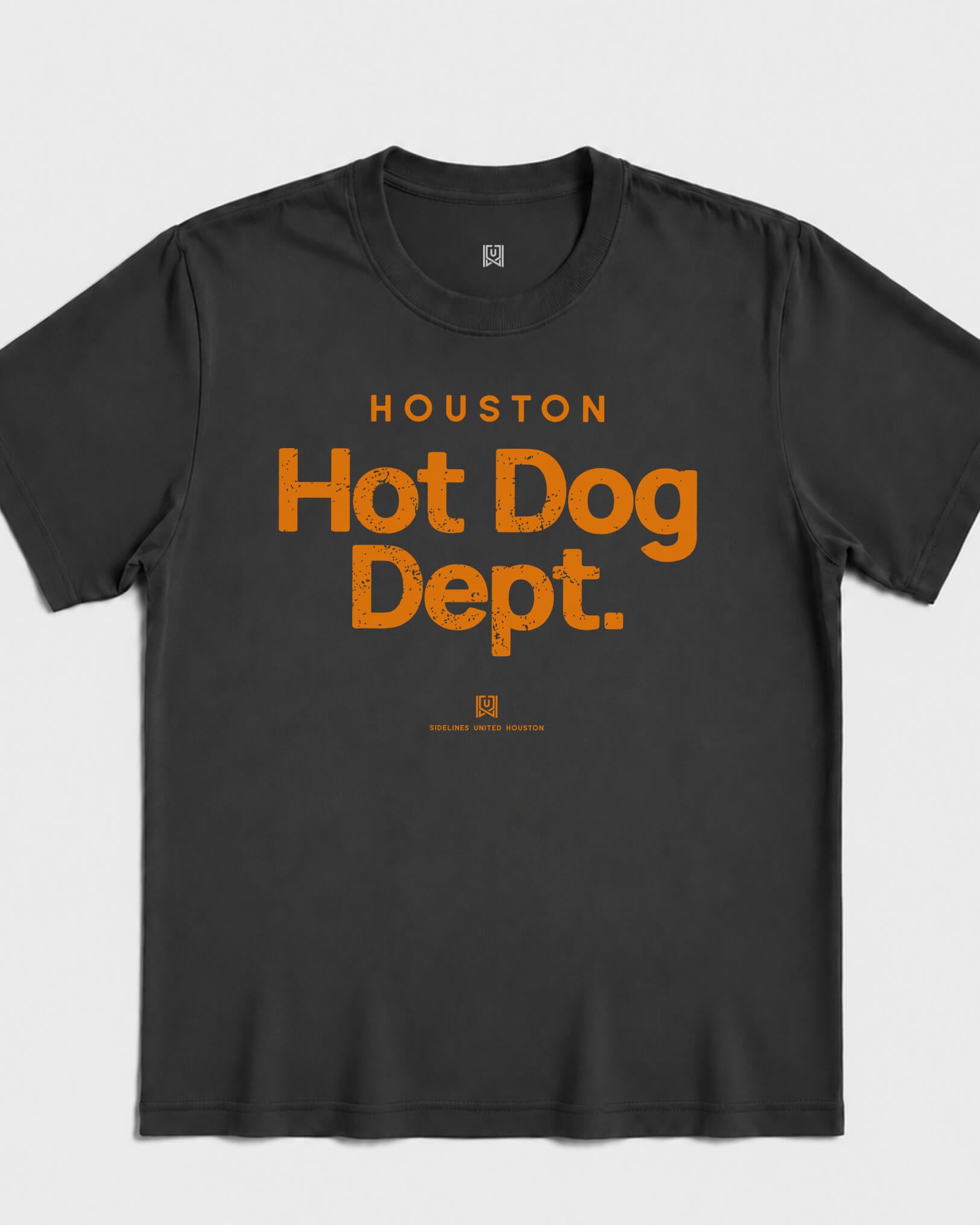 HOU Hot Dog Dept Tee - Washed Black / Orange - Flatlay