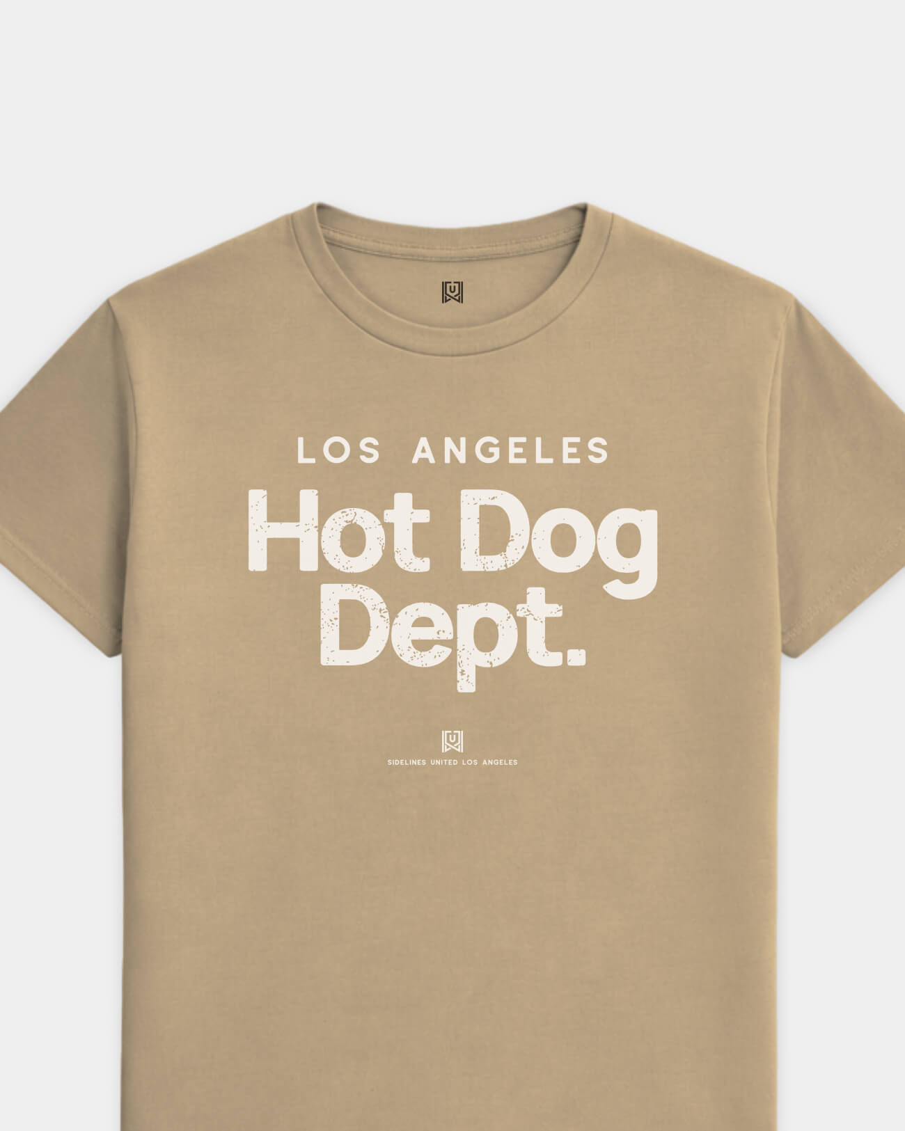 mockup-flatlay_T_Hot-Dog-Dept---All-Sports_Los-Angeles_CA_All-Teams_Light-On-Khaki_rel-20260602_id-S856F2H.jpg