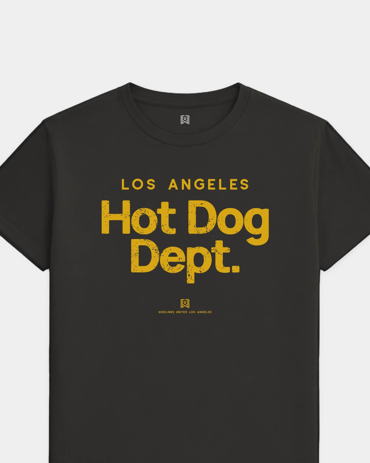 LA Hot Dog Dept Tee - Washed Black / Gold - Flatlay