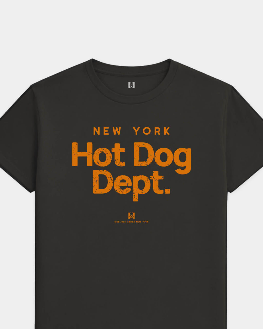 NY Hot Dog Dept Tee - Washed Black / Orange - Flatlay