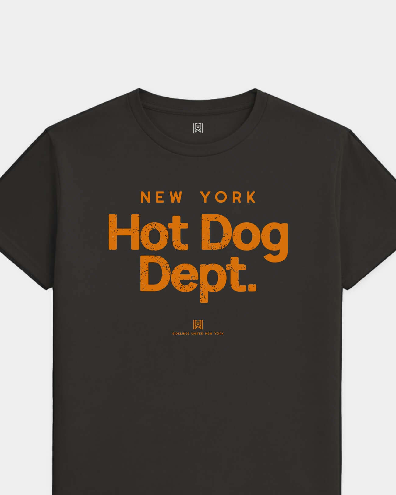 NY Hot Dog Dept Tee - Washed Black / Orange - Flatlay