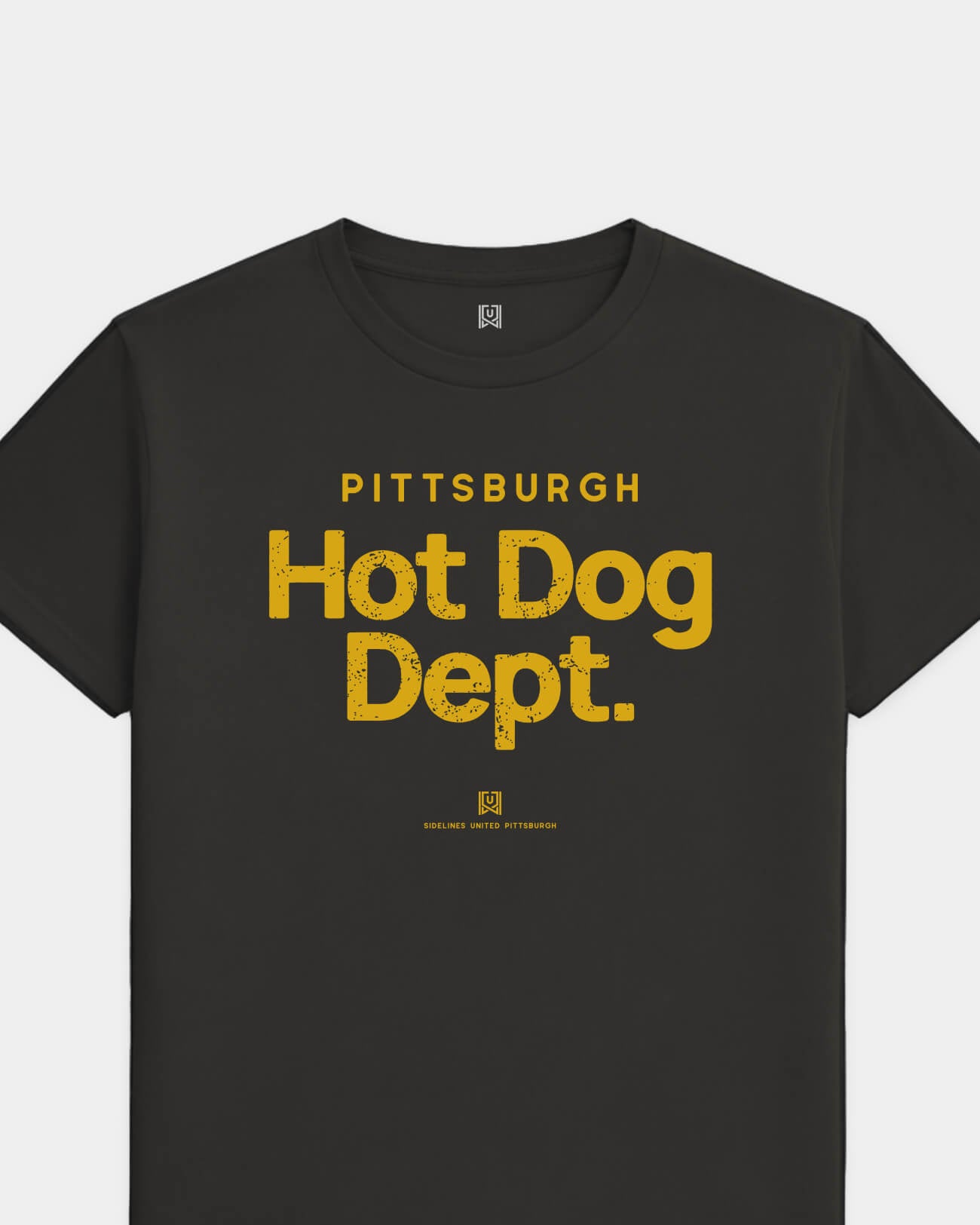 PGH Hot Dog Dept Tee - Washed Black / Gold - Flatlay