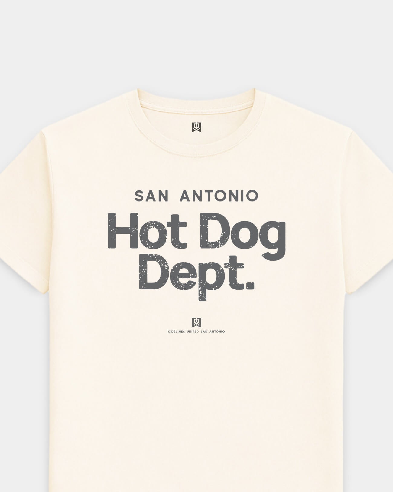 mockup-flatlay_T_Hot-Dog-Dept---All-Sports_San-Antonio_TX_All-Teams_Dark-On-Vintage-White_rel-20260602_id-BICERED.jpg