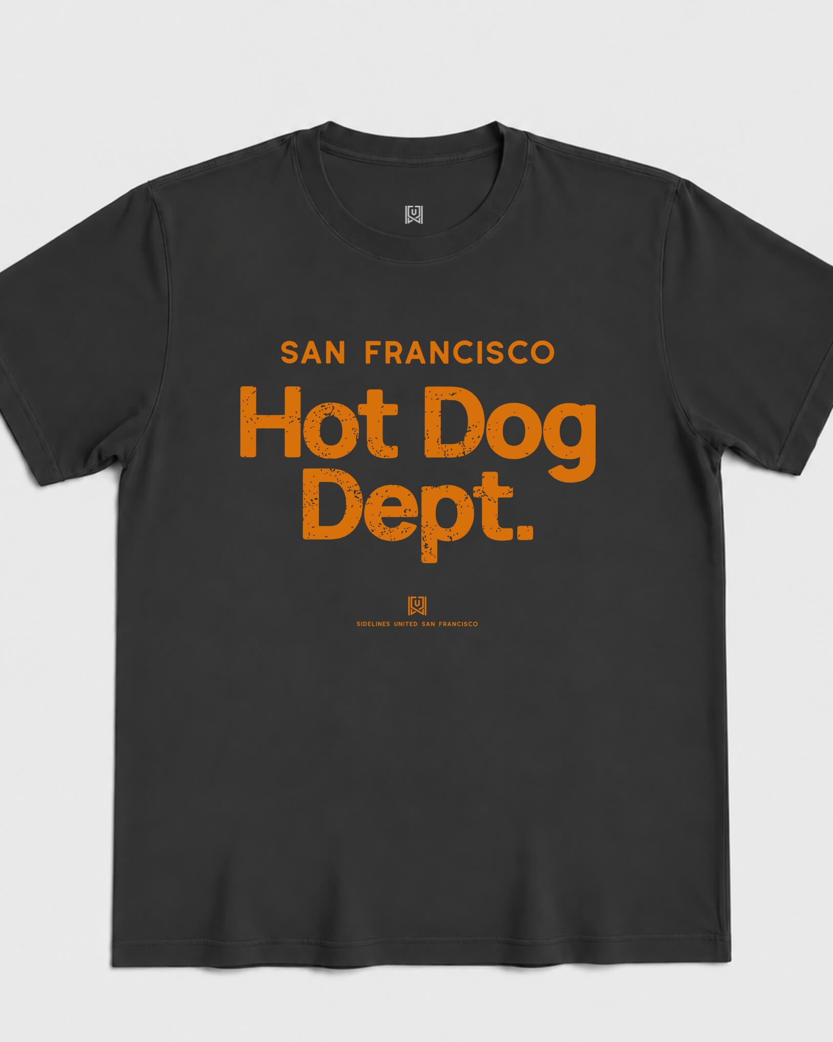 SF Hot Dog Dept Tee - Washed Black / Orange - Flatlay
