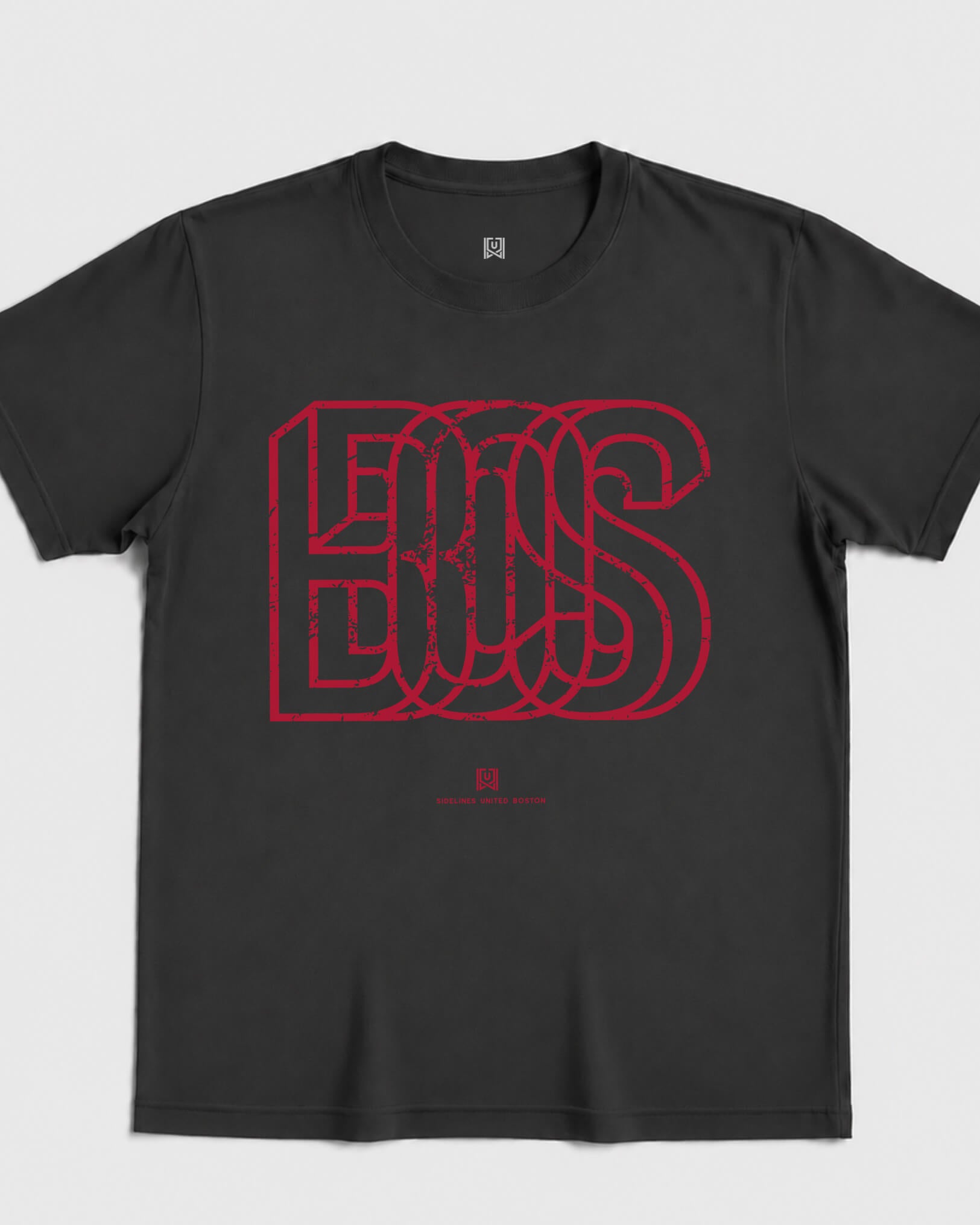 BOS Intersect Tee - Washed Black / Red - Flatlay