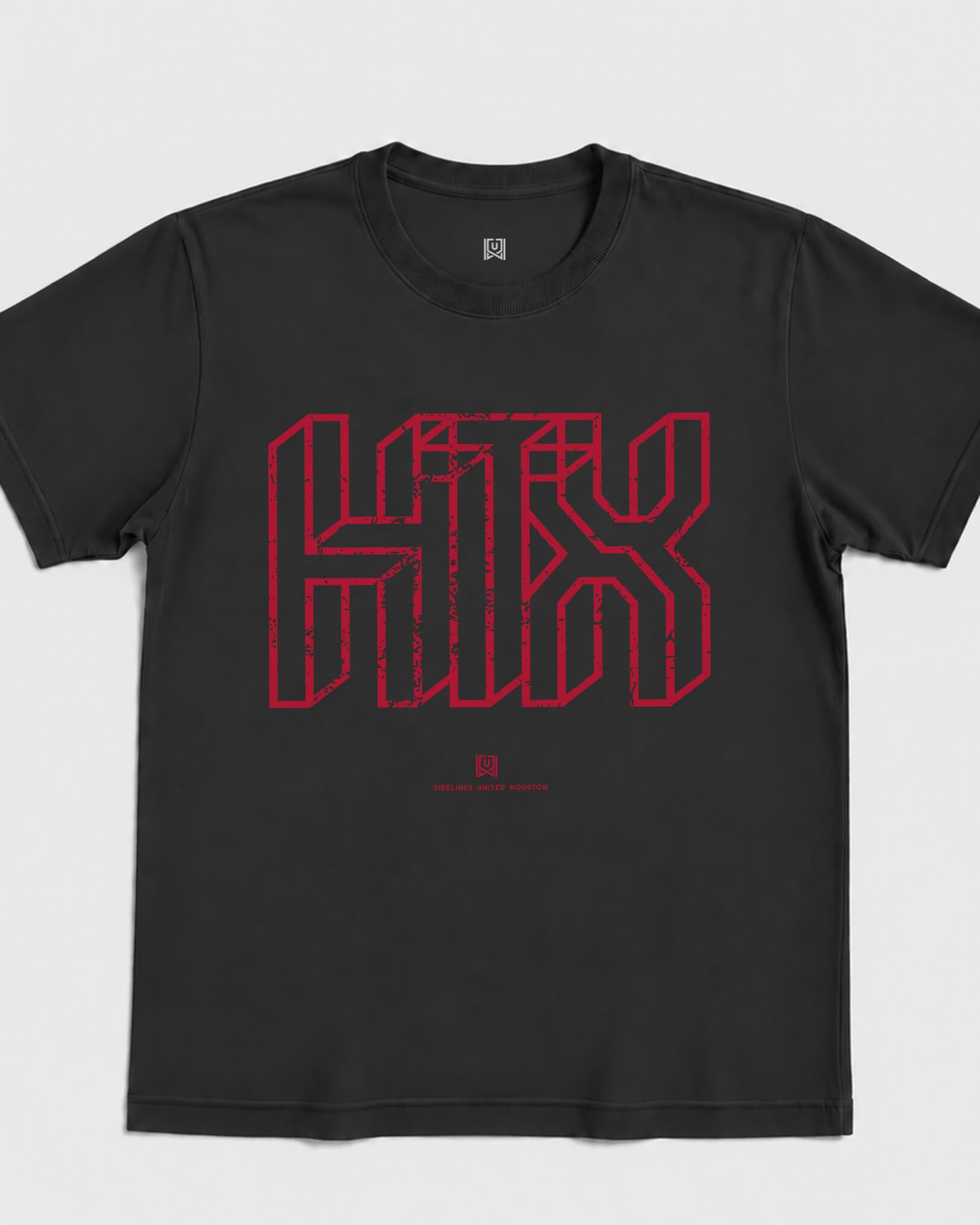 HOU Intersect Tee - Washed Black / Red - Flatlay