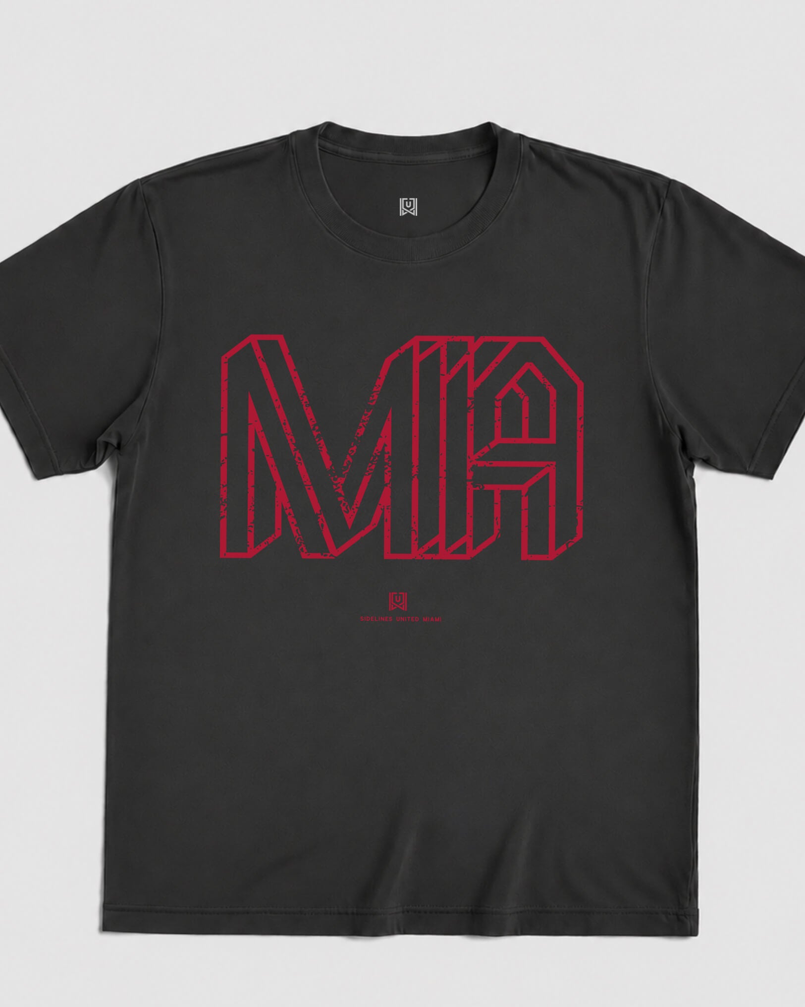 MIA Intersect Tee - Washed Black / Red - Flatlay