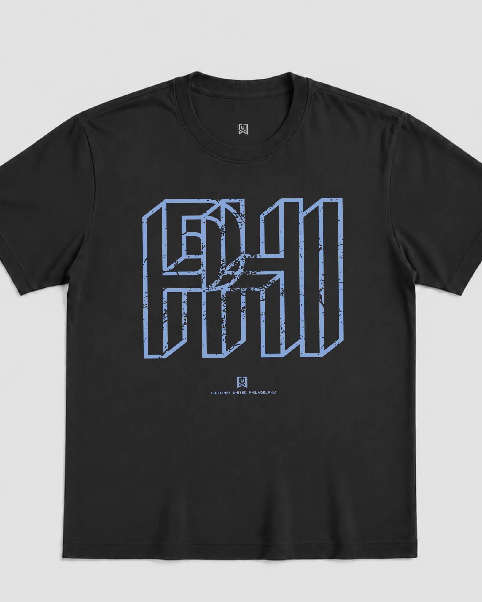 Philly Intersect Tee - Washed Black / Blue - Flatlay